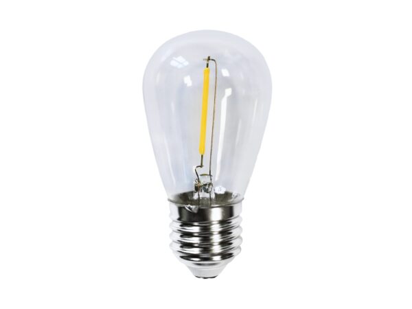 Żarówka dekoracyjna LED E27 ST45 0,5 W, widok z przodu na białym tle