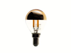 Miniaturka 1 - Żarówka filamentowa LED G45 E14 4 W złoty wierzchołek na białym tle