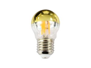 Miniaturka 4 - Żarówka LED G45 E27 4 W z częściowo złotą bańką – na białym tle