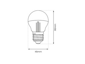 Miniaturka 3 - Wymiary żarówki filamentowej G45 E27 – średnica 45 mm, wysokość 80 mm