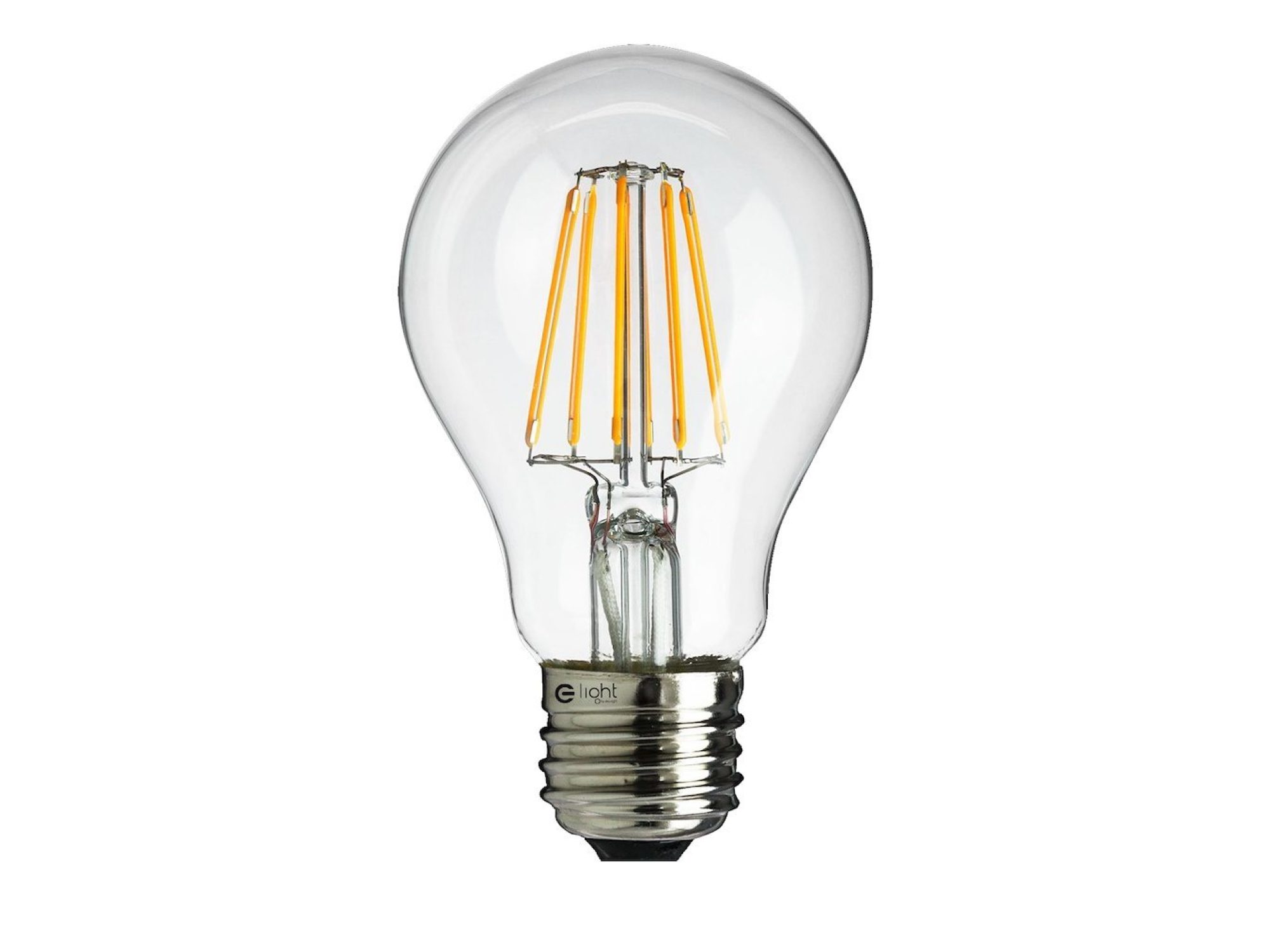 Żarówka filamentowa LED A60 E27 5 W ciepła 2700 K na białym tle