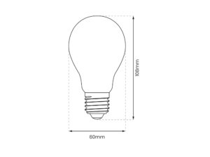 Miniaturka 1 - Żarówka filamentowa LED A60 E27 8 W schemat wymiarów 60 na 108 mm