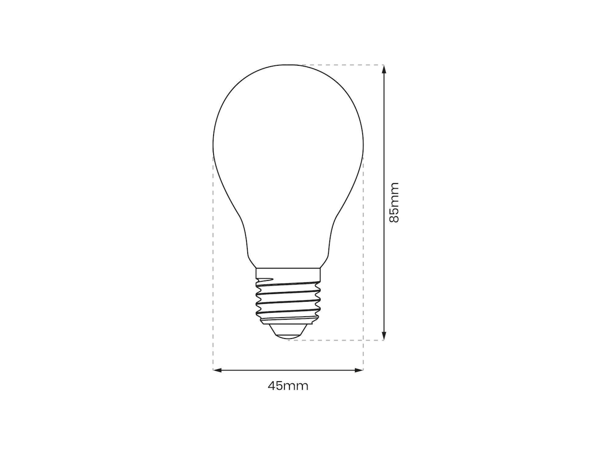 Żarówka filamentowa ST45 E27 – wymiary jednej sztuki 45 × 85 mm