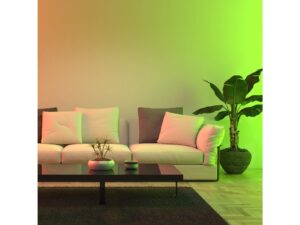 Miniaturka 3 - Salon oświetlony zielonym i pomarańczowym światłem RGB