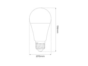 Miniaturka 4 - Wymiary żarówki LED A70 11 W E27 – wysokość 136 mm, średnica 70 mm