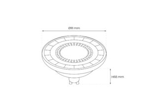 Miniaturka 2 - Rysunek wymiarowy żarówki LED AR111 G53 szarej