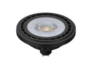 Miniaturka 1 - Czarna żarówka reflektorowa LED AR111 GU10 6 W, widok całej obudowy