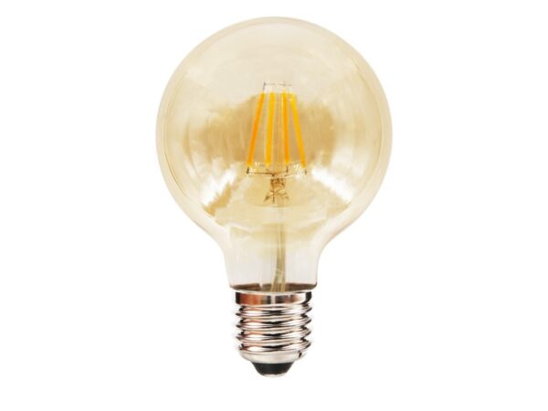 Żarówka dekoracyjna LED G80 E27 6 W amber – kula z żarnikami