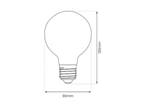 Miniaturka 1 - Żarówka LED G80 E27 6 W amber – rysunek wymiarów 80 × 120 mm
