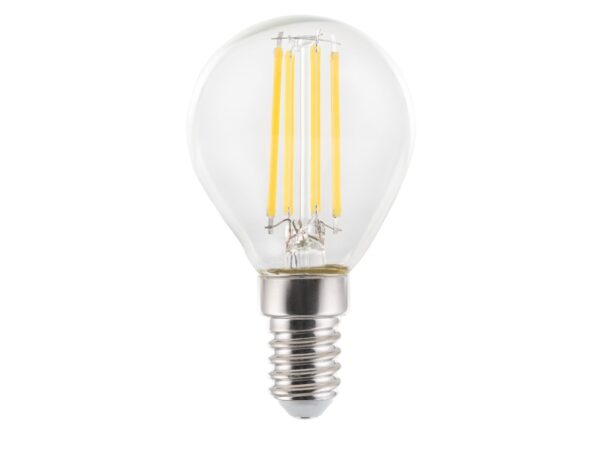 Żarówka LED E14 6 W 3000 K transparentna, widoczne filamenty