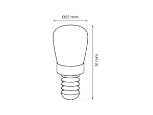 Miniaturka 2 - Żarówka LED E14 ST22 4000 K – rysunek wymiarowy 23 na 51 mm