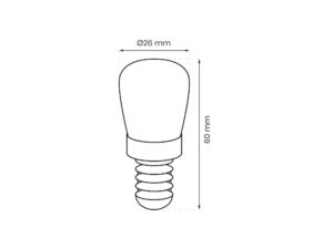 Miniaturka 1 - Żarówka LED ST26 E14 3 W do lodówki rysunek wymiarów 26 na 60 mm