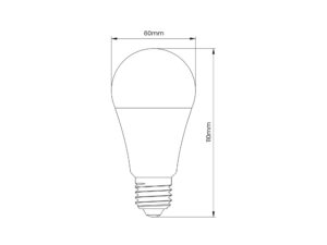 Miniaturka 2 - Żarówka LED E27 A60 9 W z czujnikiem zmierzchowym – schemat wymiarów