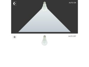 Miniaturka 3 - Żarówka LED E27 A60 9 W z czujnikiem zmierzchowym, prezentacja w oprawie