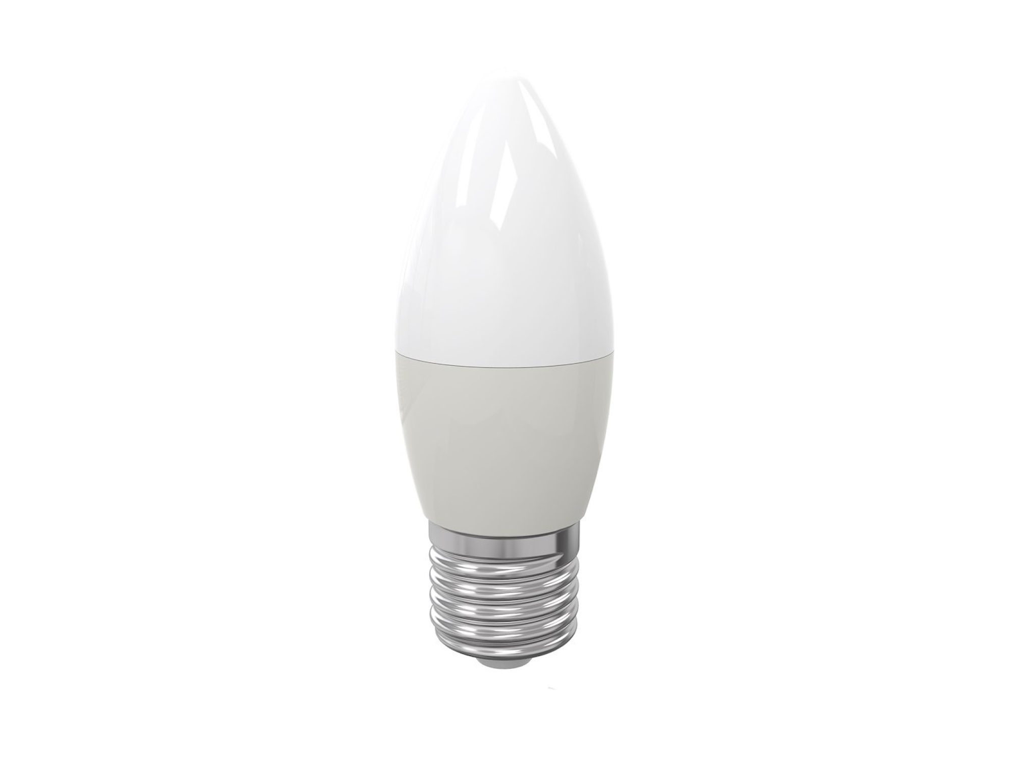 Żarówka LED E27 C37 7 W biała, widok produktu na białym tle
