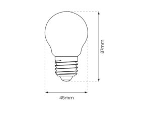 Miniaturka 2 - Żarówka filamentowa LED ST45 E27 – rysunek wymiarów 45 na 87 mm