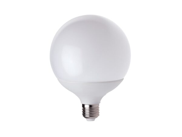 Żarówka LED E27 G120 15 W biała kula na czystym tle