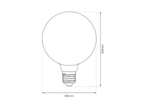 Miniaturka 1 - Rysunek wymiarowy żarówki LED E27 G120 o średnicy 120 mm i wysokości 163 mm