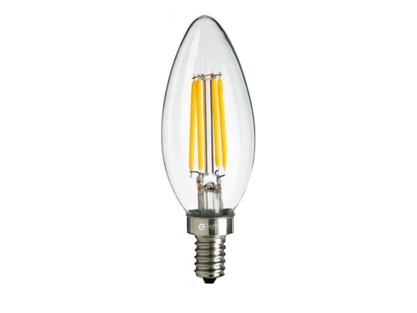 Żarówka filamentowa LED C35 E14 5 W 2700 K na białym tle