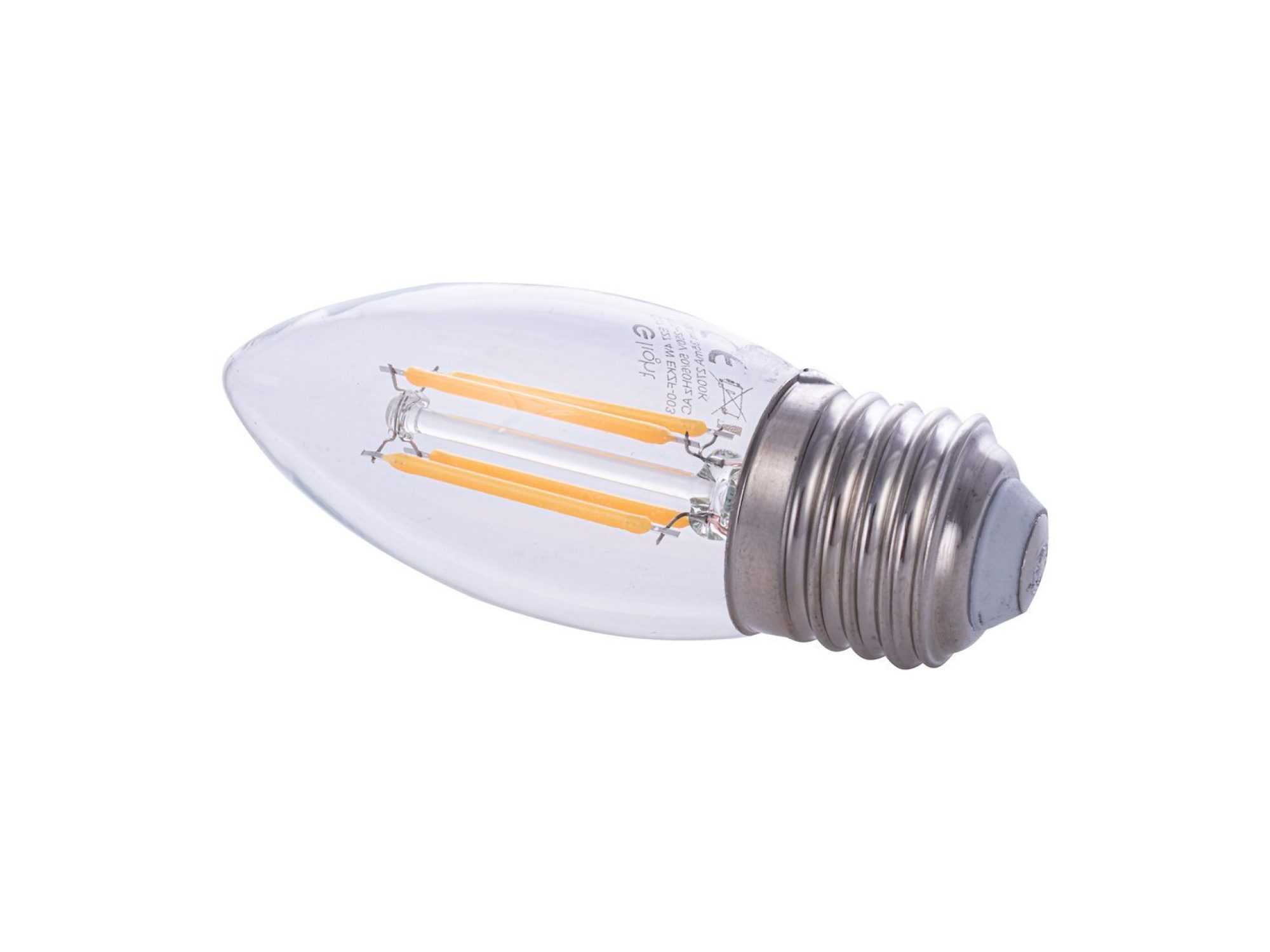 Żarówka filamentowa świeczka LED C37 E27 4 W, zdjęcie wersji ciepłej