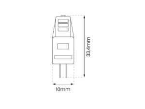 Miniaturka 1 - Żarówka LED G4 1,5 W 12 V – rysunek wymiarów 33,4 × 10 mm