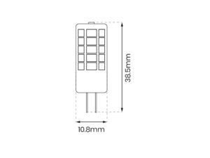 Miniaturka 1 - Żarówka LED G4 2 W – rysunek techniczny wymiary 39 × 11 mm