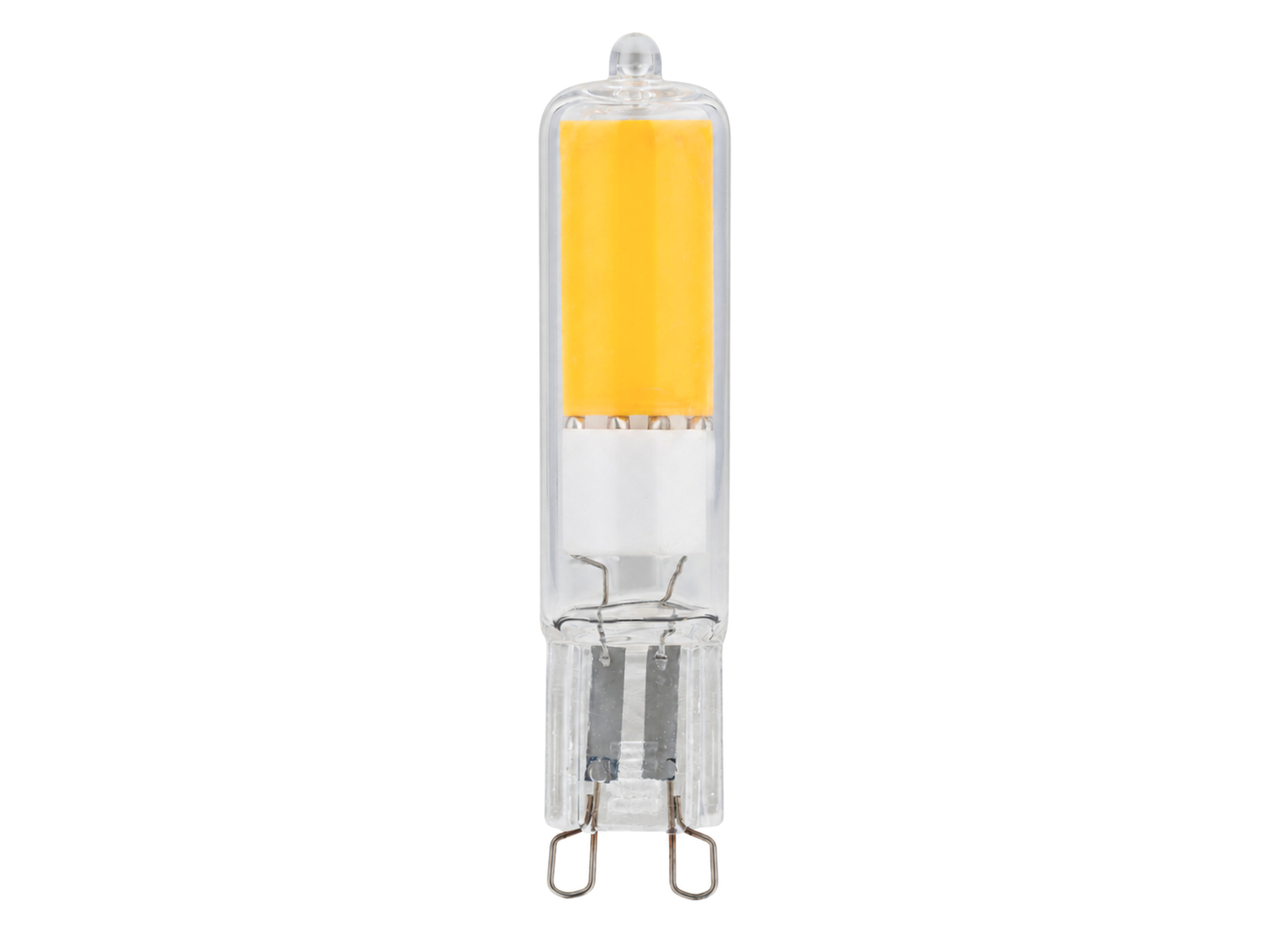 Żarówka LED G9 COB 4 W z żółtym modułem LED na białym tle