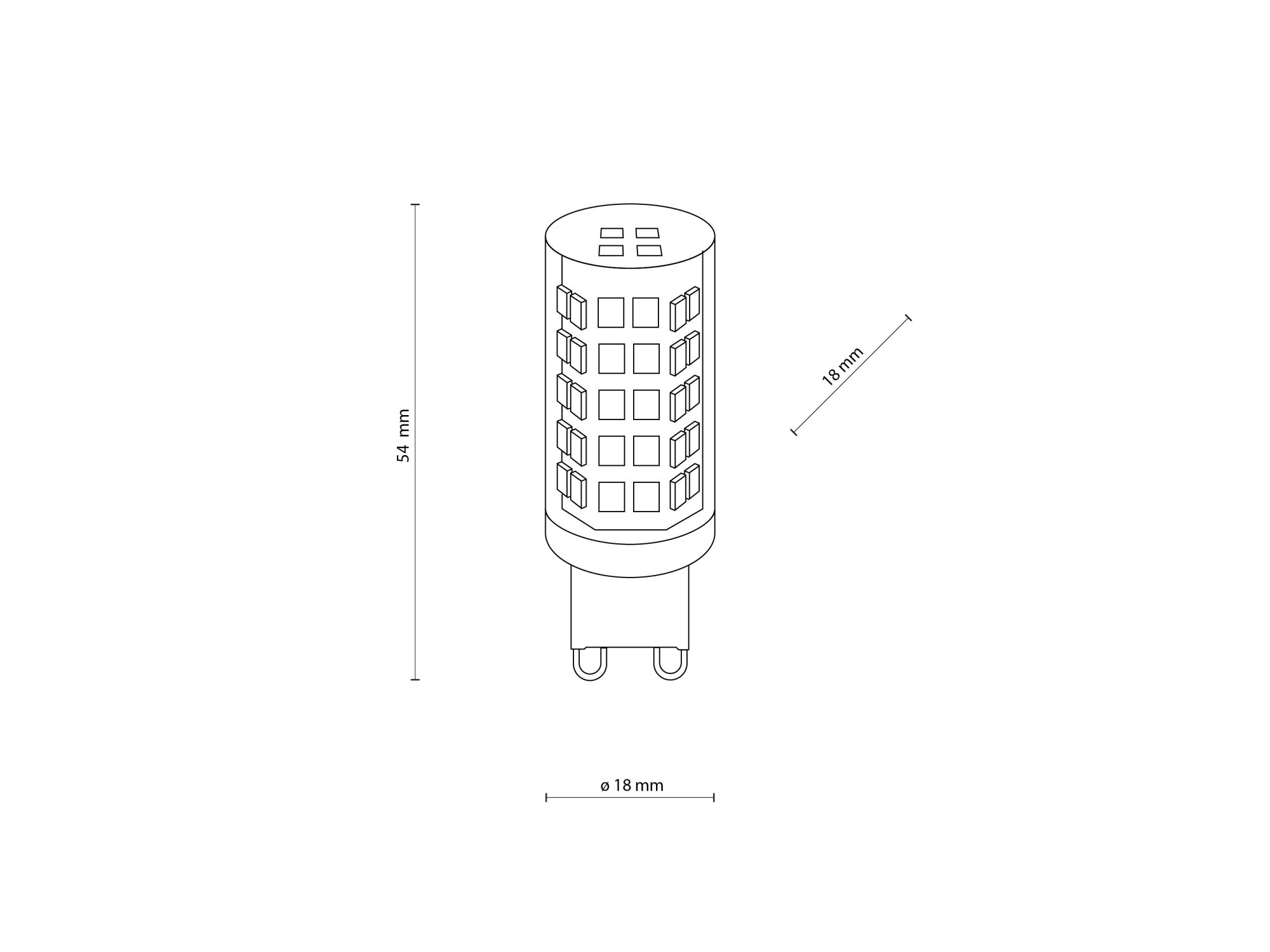 Rysunek wymiarowy G9 SMD 4 W