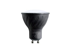 Miniaturka 2 - Czarna żarówka LED GU10 6 W na białym tle, wygląd wersji 3000 K
