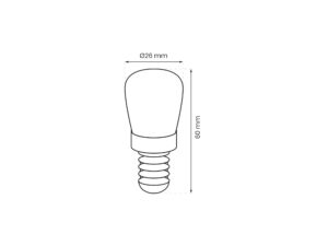 Miniaturka 1 - Żarówka LED ST26 E14 3 W – rysunek średnicy 26 mm i wysokości 60 mm