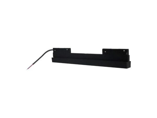 Czarny zasilacz 200 W do magnetycznej szyny 10 mm z przewodem na białym tle