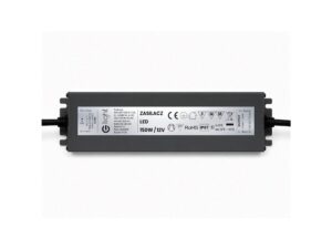 Miniaturka 1 - Zasilacz LED 150 W IP67 grafitowy – widok od góry z przewodami