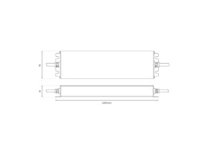 Miniaturka 2 - Zasilacz LED 12 V 150 W IP67 grafitowy – rysunek wymiarowy obudowy