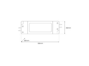 Miniaturka 4 - Zasilacz LED 12 V 15 W IP44 – rysunek wymiarowy 98 × 38 × 25 mm