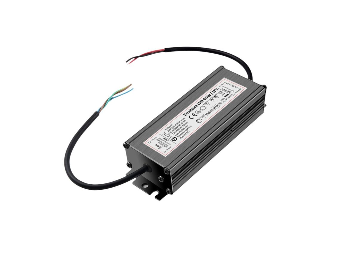 Zasilacz LED 12 V 60 W IP67 w metalowej obudowie