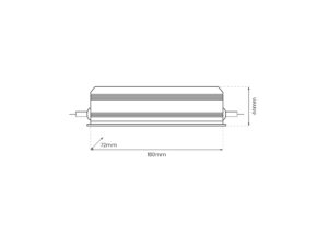 Miniaturka 1 - Zasilacz LED 12 V 60 W IP67 – rysunek wymiarowy 180 × 72 × 44 mm