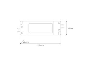 Miniaturka 3 - Rysunek zasilacza LED 15 W – gabaryty 100 × 40 × 25 mm