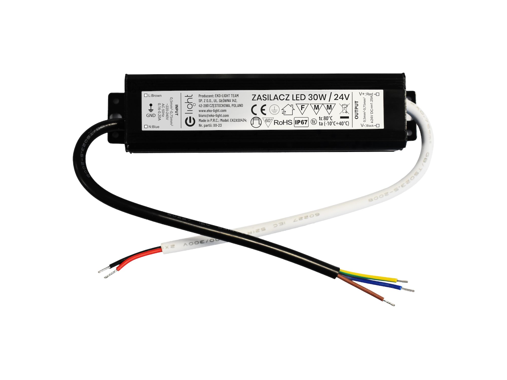 Zasilacz LED 24 V 30 W IP67 – drugie ujęcie konstrukcji