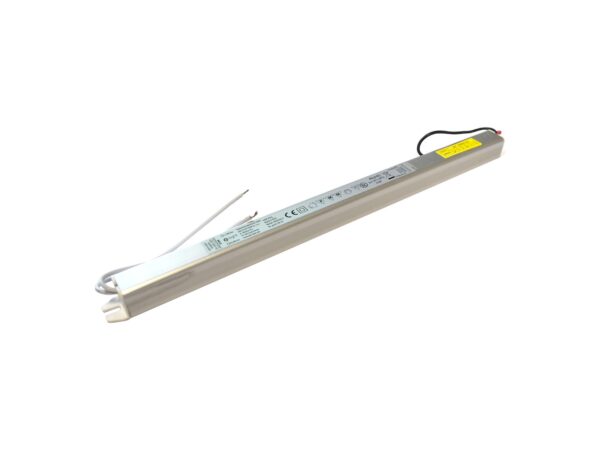 Zasilacz LED slim 60 W 24 V 2,5 A wąska biała obudowa widok perspektywiczny