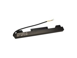 Miniaturka 2 - Czarny podłużny zasilacz do magnetycznych systemów oświetlenia 48 V 200 W z przewodem na białym tle