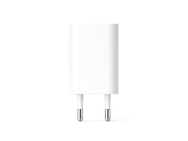 Zasilacz USB-A 5 V 5 W biały widok od strony wtyczki