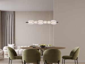 Miniaturka 1 - Lampa wisząca Zelotena LED nad stołem w jadalni – aranżacja