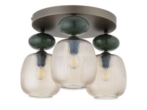 Miniaturka 2 - Lampa sufitowa Zen ciemny brąz, klosze koniakowe