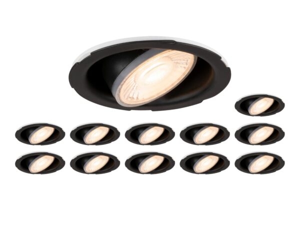 Zestaw 12 czarnych opraw wpuszczanych Universal Downlight PHASE, ujęcie główne