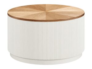 Miniaturka 1 - Zestaw 2 stolików kawowych ecru 80 cm z podnoszonym blatem Eleganza — widok produktu na białym tle