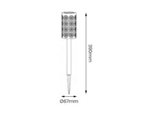 Miniaturka 8 - Rysunek wymiarowy czarnej lampki z zestawu czterech solarnych punktów