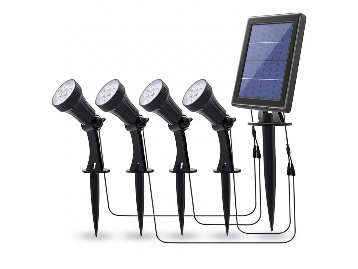 Zestaw 4 reflektorów solarnych LED 3000 K 250 lm IP44 czarny