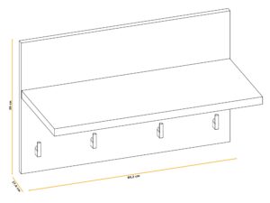 Miniaturka 4 - Zestaw do przedpokoju z siedziskiem i panelem Havoro 90 cm kaszmir czarny – rysunek z wymiarami, widok 2