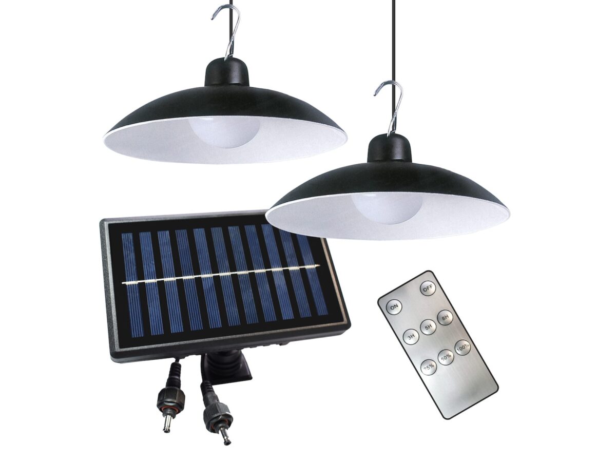 Zestaw 2 lamp solarnych wiszących LED 12 W z pilotem