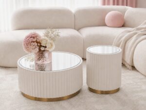 Miniaturka 1 - Zestaw stolików kawowych Eleganza z lustrzanymi blatami – aranżacja